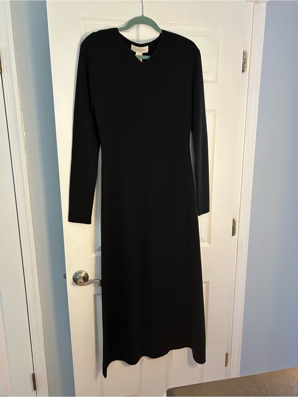 Rosanna Black Long-Sleeve V-Neck Maxi Dress